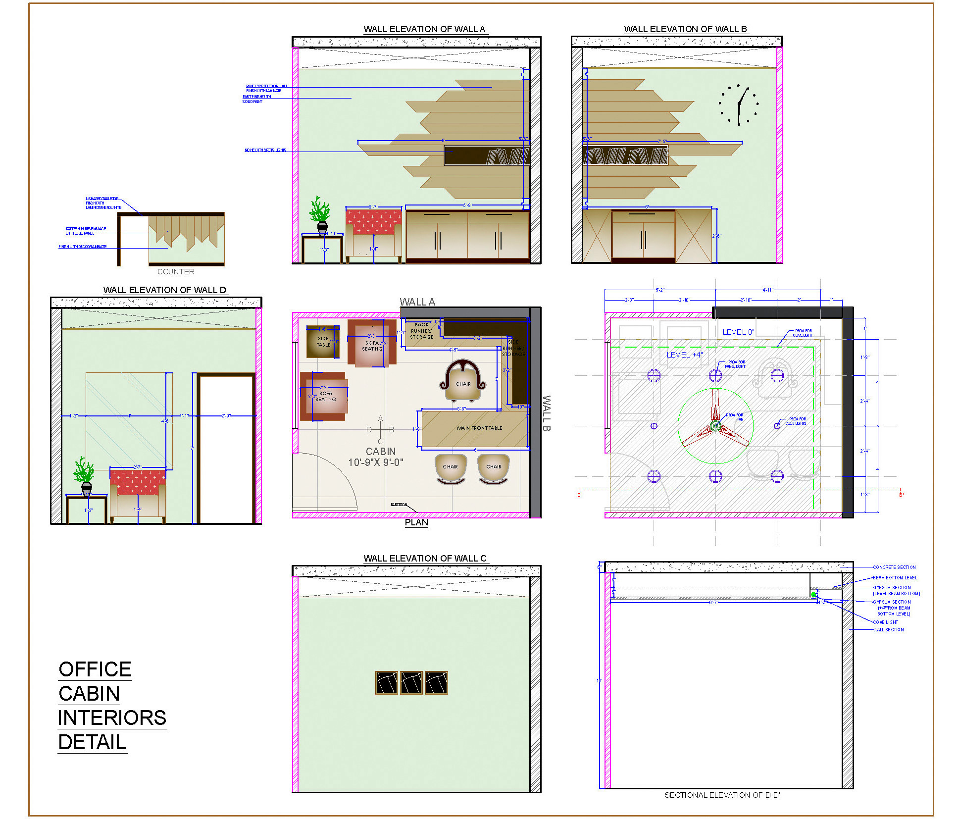 Complete Office Cabin Interior Design DWG File